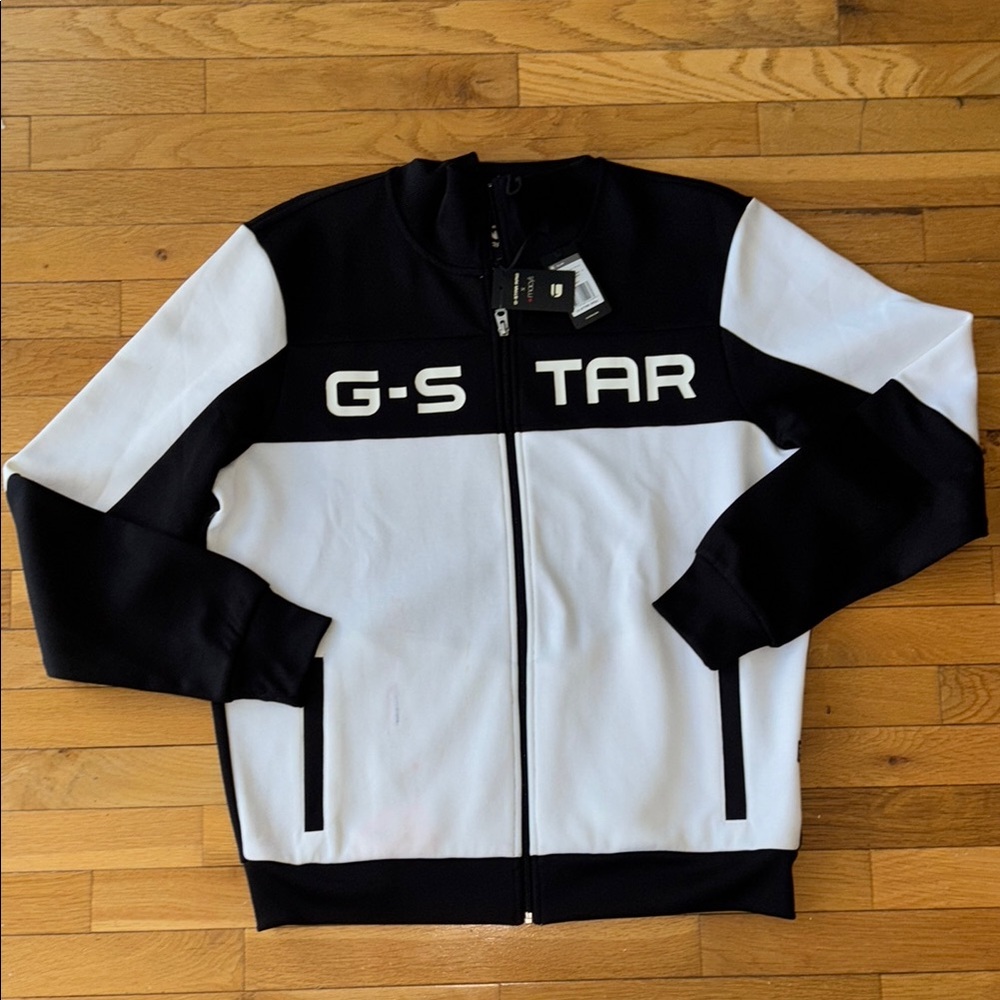 G-Star Black and White Bomber Jacket with Color Block Design